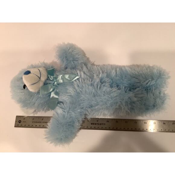 A Mart Corp Plush Blue Teddy Bear Stuffed Animal with Satin Bow Soft Toy - Picture 2 of 4